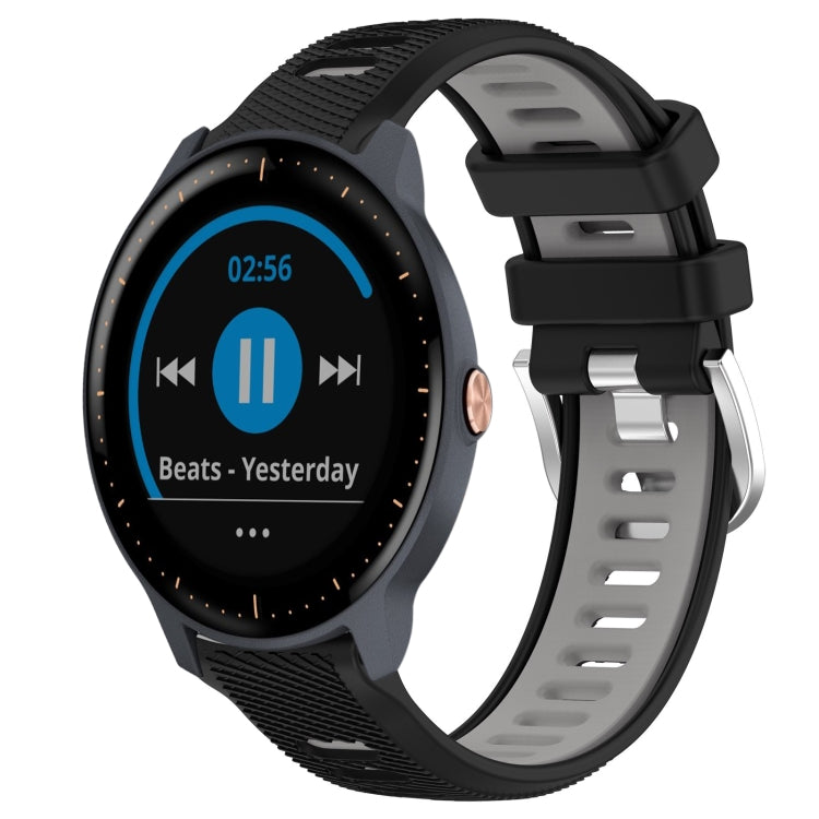 For Garmin Vivoactive3 Music 20mm Sports Two-Color Steel Buckle Silicone Watch Band(Black+Grey) -  by PMC TechLife | Online Shopping South Africa | PMC TechLife