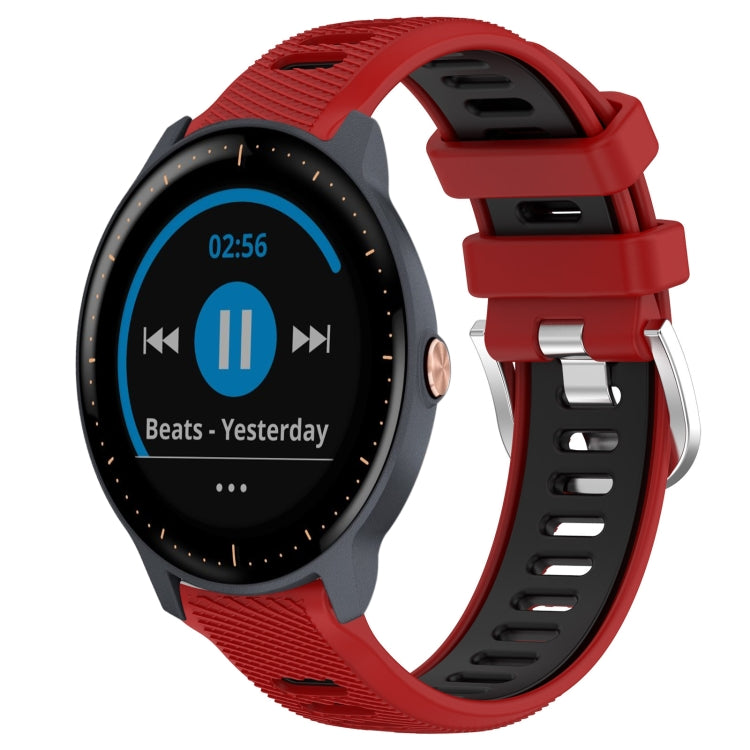 For Garmin Vivoactive3 Music 20mm Sports Two-Color Steel Buckle Silicone Watch Band(Red+Black) - Smart Wear by PMC TechLife | Online Shopping South Africa | PMC TechLife