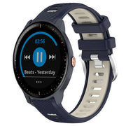 For Garmin Vivoactive3 Music 20mm Sports Two-Color Steel Buckle Silicone Watch Band(Midnight Blue+Starlight)