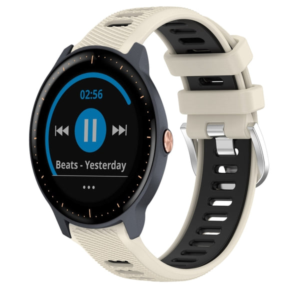 For Garmin Vivoactive3 Music 20mm Sports Two-Color Steel Buckle Silicone Watch Band(Starlight+Black)