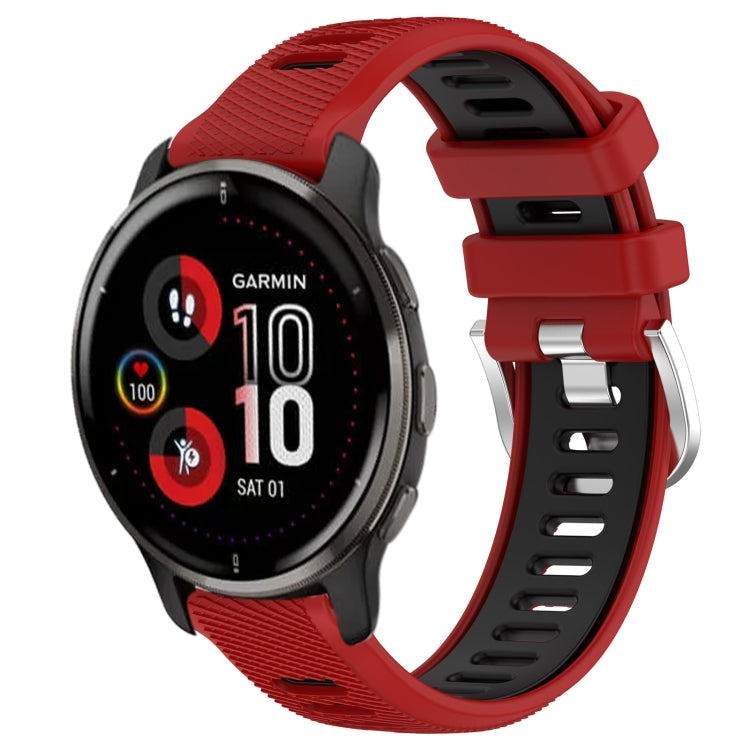 For Garmin Venu 2 Plus 20mm Sports Two-Color Steel Buckle Silicone Watch Band(Red+Black) -  by PMC TechLife | Online Shopping South Africa | PMC TechLife