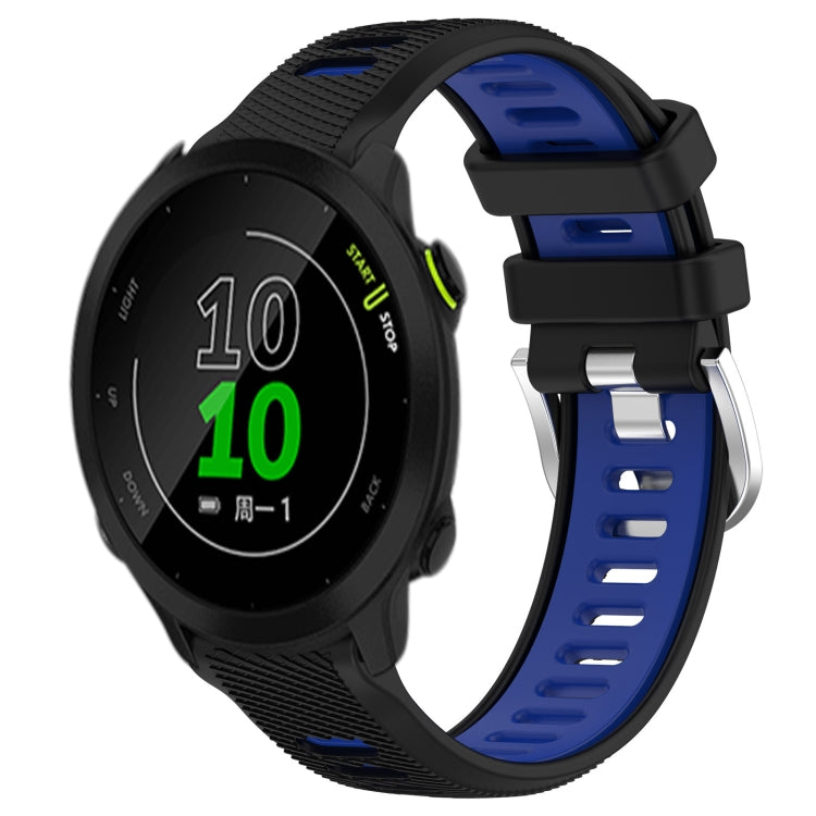 For Garmin Forerunner 158 20mm Sports Two-Color Steel Buckle Silicone Watch Band(Black+Blue) -  by PMC TechLife | Online Shopping South Africa | PMC TechLife