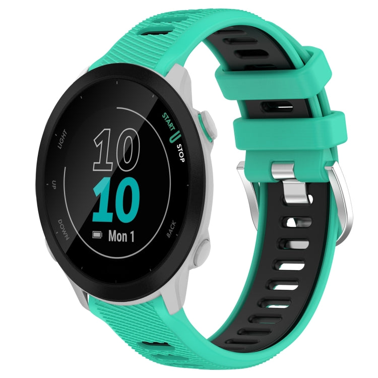 For Garmin Forerunner 55 20mm Sports Two-Color Steel Buckle Silicone Watch Band(Lake Blue+Black) -  by PMC TechLife | Online Shopping South Africa | PMC TechLife