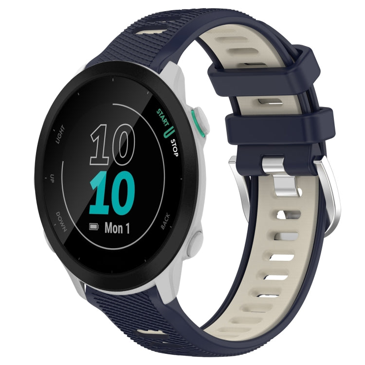 For Garmin Forerunner 55 20mm Sports Two-Color Steel Buckle Silicone Watch Band(Midnight Blue+Starlight) - Smart Wear by PMC TechLife | Online Shopping South Africa | PMC TechLife