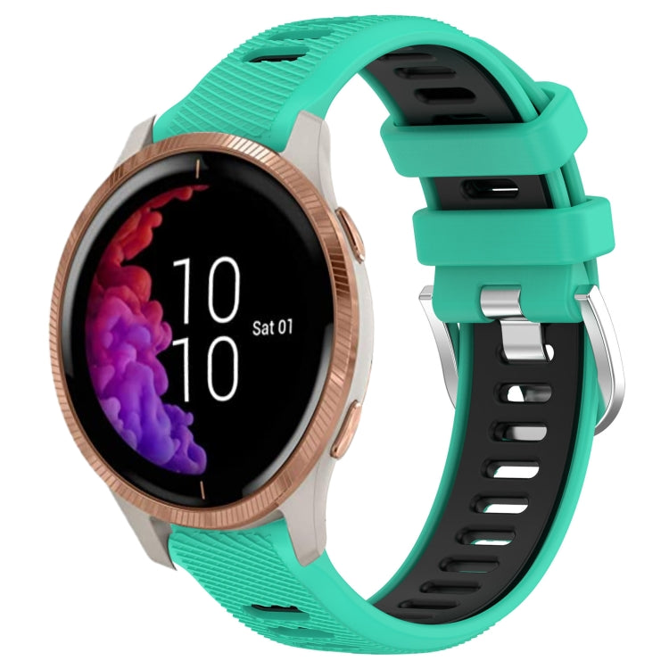 For Garmin Venu 20mm Sports Two-Color Steel Buckle Silicone Watch Band(Lake Blue+Black) -  by PMC TechLife | Online Shopping South Africa | PMC TechLife