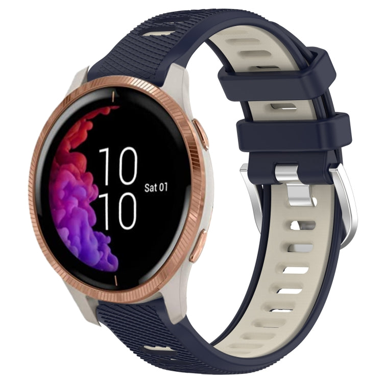 For Garmin Venu 20mm Sports Two-Color Steel Buckle Silicone Watch Band(Midnight Blue+Starlight) - Smart Wear by PMC TechLife | Online Shopping South Africa | PMC TechLife