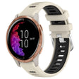 For Garmin Venu 20mm Sports Two-Color Steel Buckle Silicone Watch Band(Starlight+Black) - Smart Wear by PMC TechLife | Online Shopping South Africa | PMC TechLife