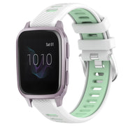 For Garmin Venu SQ 20mm Sports Two-Color Steel Buckle Silicone Watch Band(White+Teal)