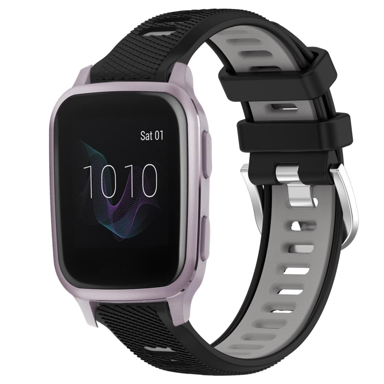 For Garmin Venu SQ 20mm Sports Two-Color Steel Buckle Silicone Watch Band(Black+Grey) - Smart Wear by PMC TechLife | Online Shopping South Africa | PMC TechLife