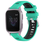 For Garmin Venu SQ 20mm Sports Two-Color Steel Buckle Silicone Watch Band(Lake Blue+Black)