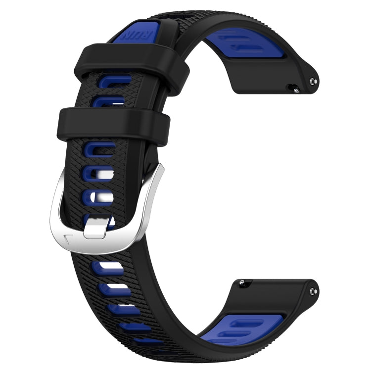 For Garmin VivoMove Luxe 20mm Sports Two-Color Steel Buckle Silicone Watch Band(Black+Blue) - Smart Wear by PMC TechLife | Online Shopping South Africa | PMC TechLife