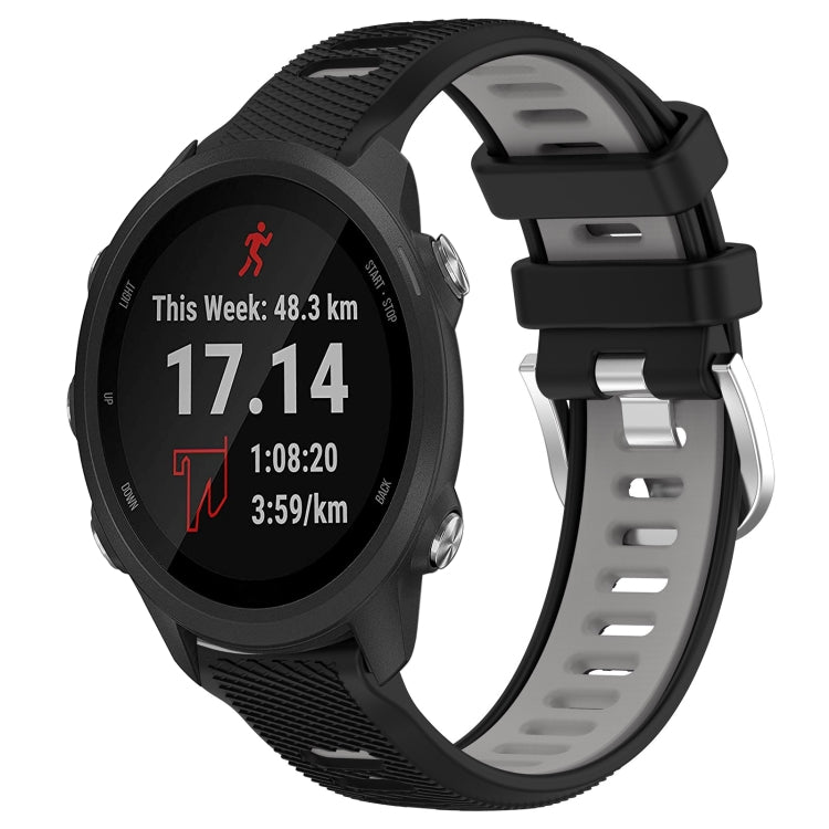 For Garmin Forerunner 245 Music 20mm Sports Two-Color Steel Buckle Silicone Watch Band(Black+Grey) -  by PMC TechLife | Online Shopping South Africa | PMC TechLife