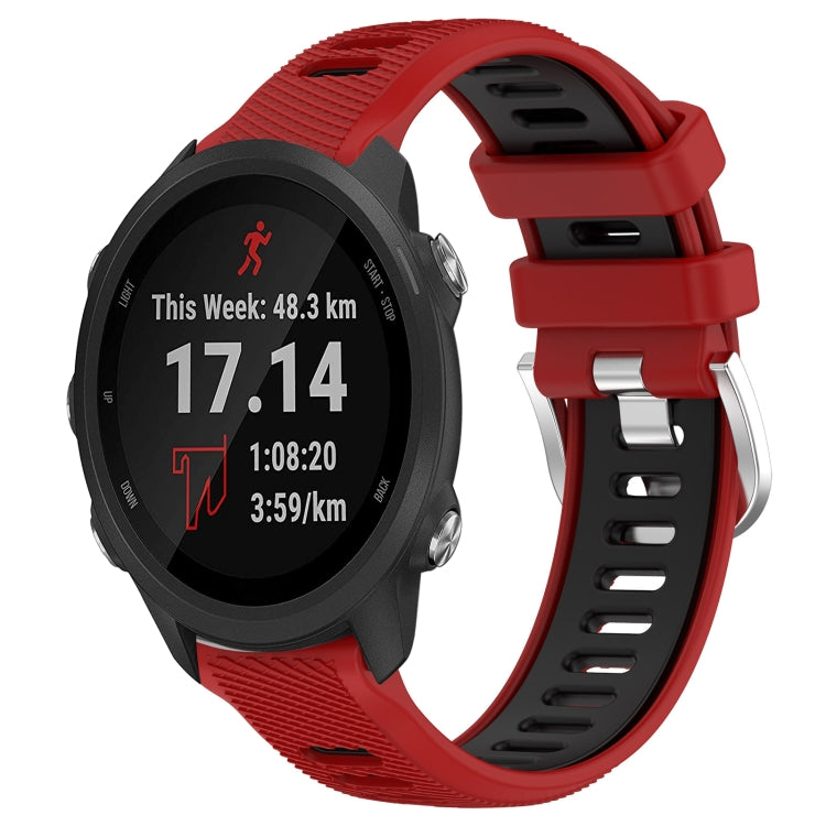 For Garmin Forerunner 245 Music 20mm Sports Two-Color Steel Buckle Silicone Watch Band(Red+Black) -  by PMC TechLife | Online Shopping South Africa | PMC TechLife