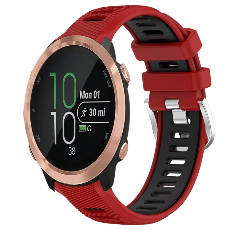 For Garmin Forerunner 645 20mm Sports Two-Color Steel Buckle Silicone Watch Band(Red+Black) - Smart Wear by PMC TechLife | Online Shopping South Africa | PMC TechLife