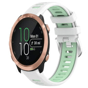 For Garmin Forerunner 645 Music 20mm Sports Two-Color Steel Buckle Silicone Watch Band(White+Teal)