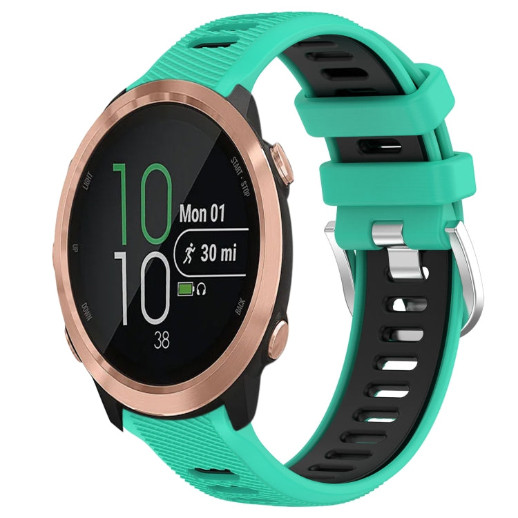 For Garmin Forerunner 645 Music 20mm Sports Two-Color Steel Buckle Silicone Watch Band(Lake Blue+Black) - Smart Wear by PMC TechLife | Online Shopping South Africa | PMC TechLife