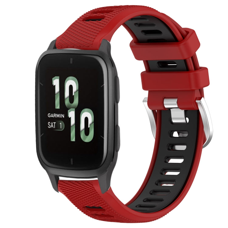 For Garmin Forerunner Sq2 20mm Sports Two-Color Steel Buckle Silicone Watch Band(Red+Black) - Smart Wear by PMC TechLife | Online Shopping South Africa | PMC TechLife