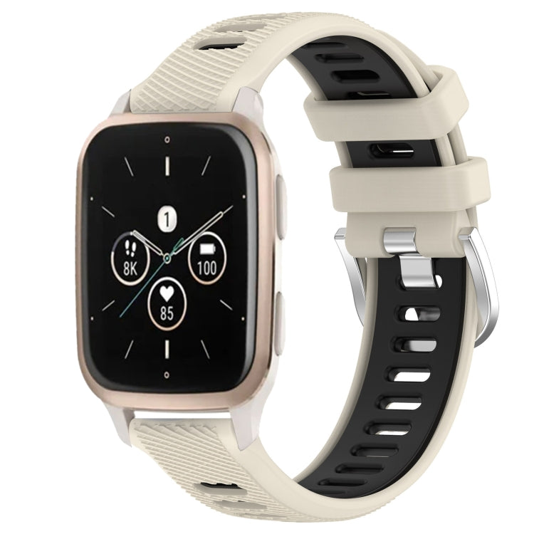 For Garmin Forerunner Sq2 Music 20mm Sports Two-Color Steel Buckle Silicone Watch Band(Starlight+Black) - Smart Wear by PMC TechLife | Online Shopping South Africa | PMC TechLife