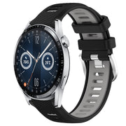 For Huawei Watch GT3 42mm 20mm Sports Two-Color Steel Buckle Silicone Watch Band(Black+Grey)