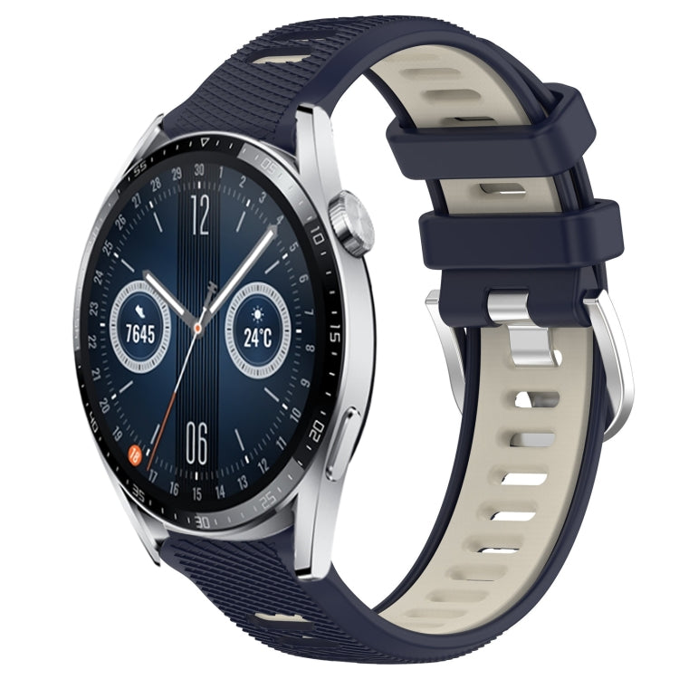 For Huawei Watch GT3 42mm 20mm Sports Two-Color Steel Buckle Silicone Watch Band(Midnight Blue+Starlight) - Smart Wear by PMC TechLife | Online Shopping South Africa | PMC TechLife