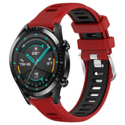For Huawei Watch GT2 42mm 20mm Sports Two-Color Steel Buckle Silicone Watch Band(Red+Black)