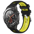 For Huawei Watch 2 20mm Sports Two-Color Steel Buckle Silicone Watch Band(Black+Lime Green) - Smart Wear by PMC TechLife | Online Shopping South Africa | PMC TechLife