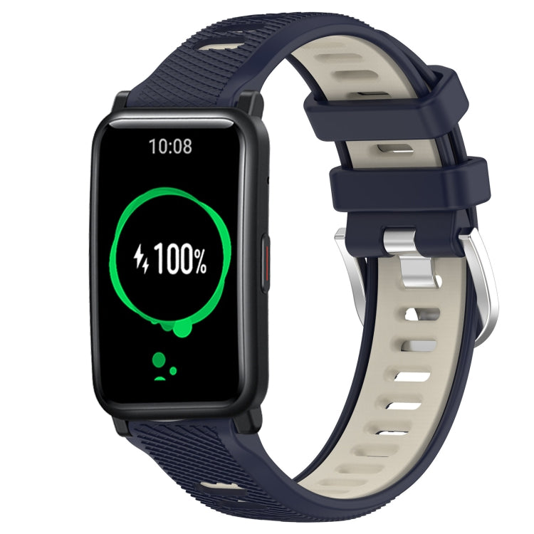 For Honor Watch ES 20mm Sports Two-Color Steel Buckle Silicone Watch Band(Midnight Blue+Starlight) - Smart Wear by PMC TechLife | Online Shopping South Africa | PMC TechLife