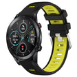 For Honor MagicWatch2 42mm 20mm Sports Two-Color Steel Buckle Silicone Watch Band(Black+Lime Green) - Smart Wear by PMC TechLife | Online Shopping South Africa | PMC TechLife