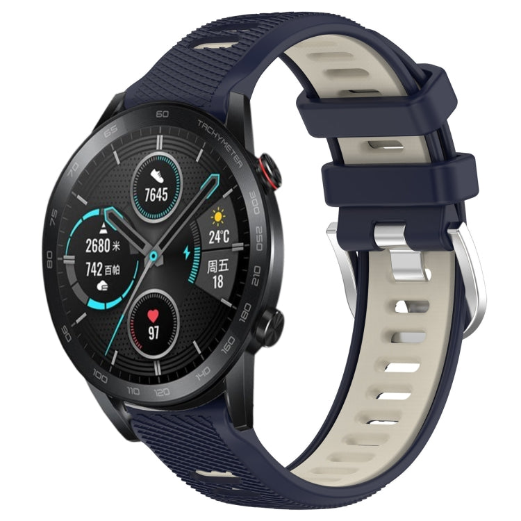 For Honor MagicWatch2 42mm 20mm Sports Two-Color Steel Buckle Silicone Watch Band(Midnight Blue+Starlight) - Smart Wear by PMC TechLife | Online Shopping South Africa | PMC TechLife
