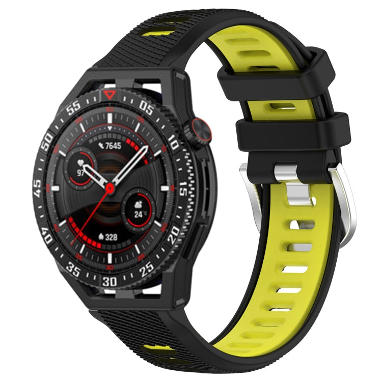 For Huawei Watch GT3 SE 22mm Sports Two-Color Steel Buckle Silicone Watch Band(Black+Lime Green) - Smart Wear by PMC TechLife | Online Shopping South Africa | PMC TechLife