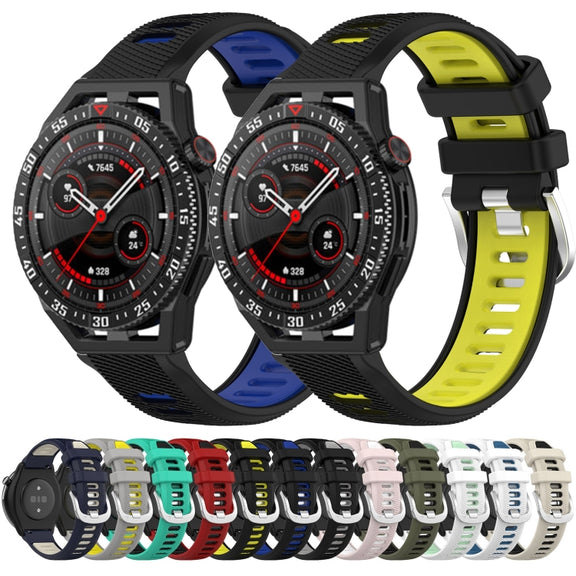 For Honor Watch GS Pro 22mm Sports Two-Color Steel Buckle Silicone Watch Band(Grey+Yellow)