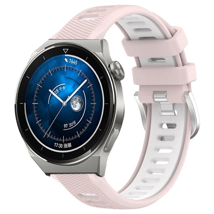 For Huawei Watch GT3 Pro 46mm 22mm Sports Two-Color Steel Buckle Silicone Watch Band(Pink+White) - Smart Wear by PMC TechLife | Online Shopping South Africa | PMC TechLife