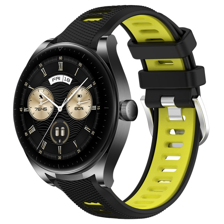 For Huawei Watch Buds 22mm Sports Two-Color Steel Buckle Silicone Watch Band(Black+Lime Green) - Smart Wear by PMC TechLife | Online Shopping South Africa | PMC TechLife
