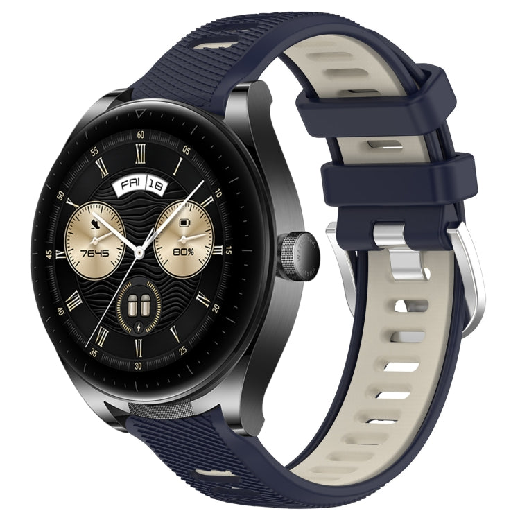 For Huawei Watch Buds 22mm Sports Two-Color Steel Buckle Silicone Watch Band(Midnight Blue+Starlight) - Smart Wear by PMC TechLife | Online Shopping South Africa | PMC TechLife