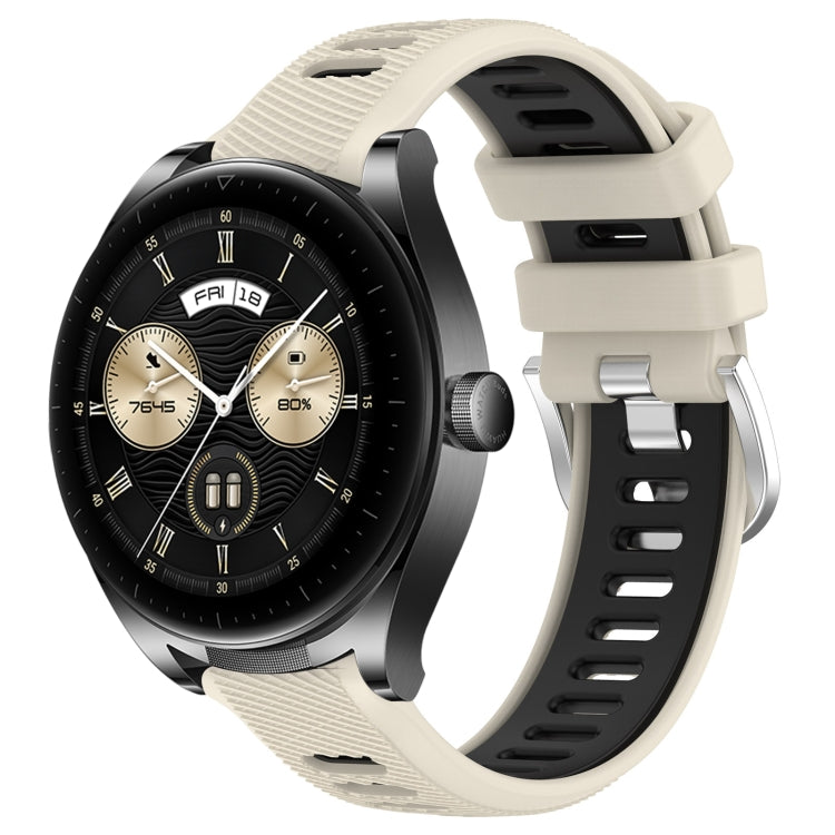 For Huawei Watch Buds 22mm Sports Two-Color Steel Buckle Silicone Watch Band(Starlight+Black) - Smart Wear by PMC TechLife | Online Shopping South Africa | PMC TechLife
