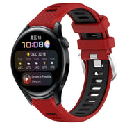For Huawei Watch 3 22mm Sports Two-Color Steel Buckle Silicone Watch Band(Red+Black)