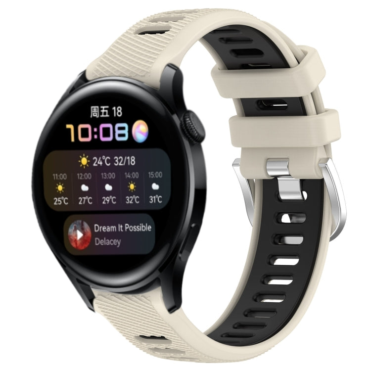For Huawei Watch 3 22mm Sports Two-Color Steel Buckle Silicone Watch Band(Starlight+Black) - Smart Wear by PMC TechLife | Online Shopping South Africa | PMC TechLife