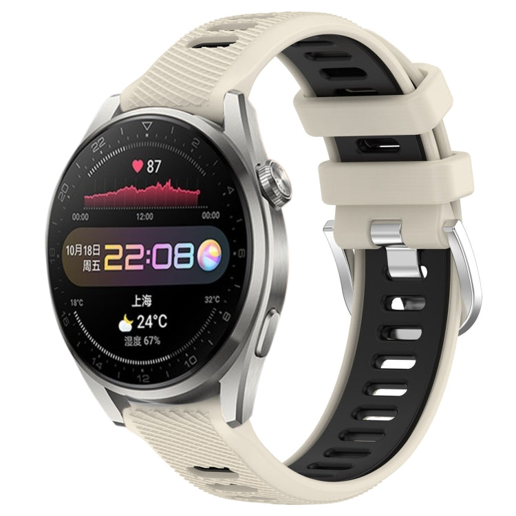 For Huawei Watch 3 Pro 22mm Sports Two-Color Steel Buckle Silicone Watch Band(Starlight+Black) - Smart Wear by PMC TechLife | Online Shopping South Africa | PMC TechLife