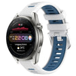 For Huawei Watch 3 Pro New 22mm Sports Two-Color Steel Buckle Silicone Watch Band(White+Blue) - Smart Wear by PMC TechLife | Online Shopping South Africa | PMC TechLife