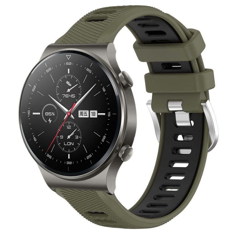 For Huawei GT2 Pro 22mm Sports Two-Color Steel Buckle Silicone Watch Band(Army Green+Black) - Smart Wear by PMC TechLife | Online Shopping South Africa | PMC TechLife