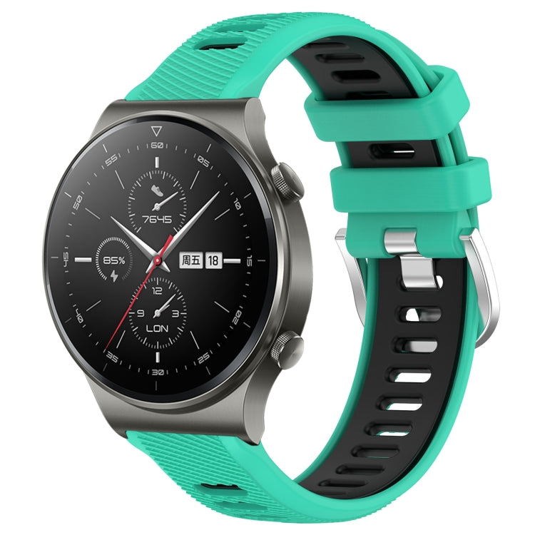 For Huawei GT2 Pro 22mm Sports Two-Color Steel Buckle Silicone Watch Band(Lake Blue+Black) - Smart Wear by PMC TechLife | Online Shopping South Africa | PMC TechLife