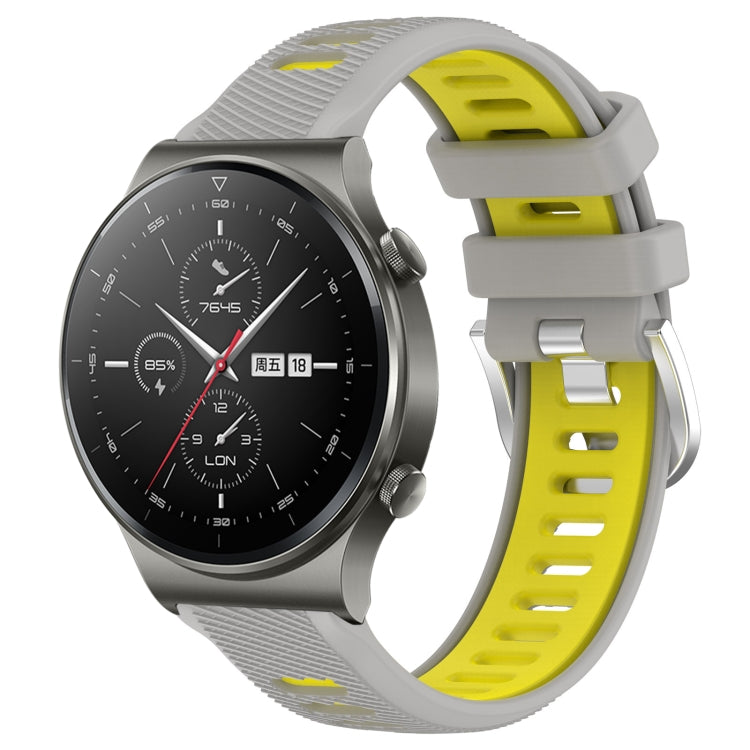 For Huawei GT2 Pro 22mm Sports Two-Color Steel Buckle Silicone Watch Band(Grey+Yellow) - Smart Wear by PMC TechLife | Online Shopping South Africa | PMC TechLife