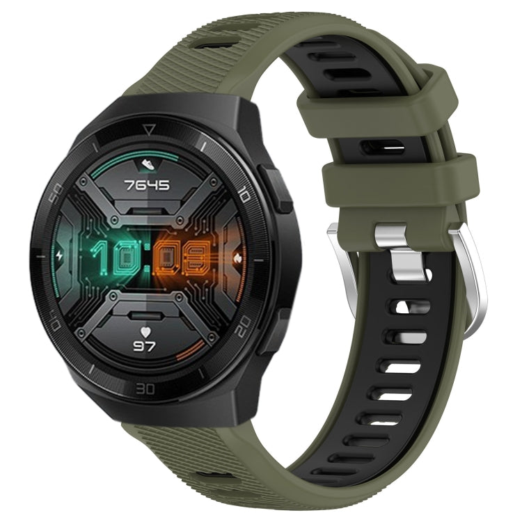 For Huawei Watch GT 2E 22mm Sports Two-Color Steel Buckle Silicone Watch Band(Army Green+Black) - Smart Wear by PMC TechLife | Online Shopping South Africa | PMC TechLife