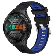 For Huawei Watch GT 2E 22mm Sports Two-Color Steel Buckle Silicone Watch Band(Black+Blue)