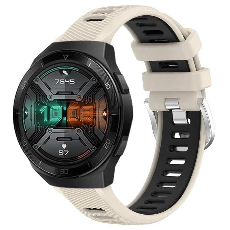 For Huawei Watch GT 2E 22mm Sports Two-Color Steel Buckle Silicone Watch Band(Starlight+Black) - Smart Wear by PMC TechLife | Online Shopping South Africa | PMC TechLife