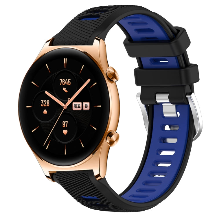 For Honor Watch GS 3 22mm Sports Two-Color Steel Buckle Silicone Watch Band(Black+Blue) - Smart Wear by PMC TechLife | Online Shopping South Africa | PMC TechLife