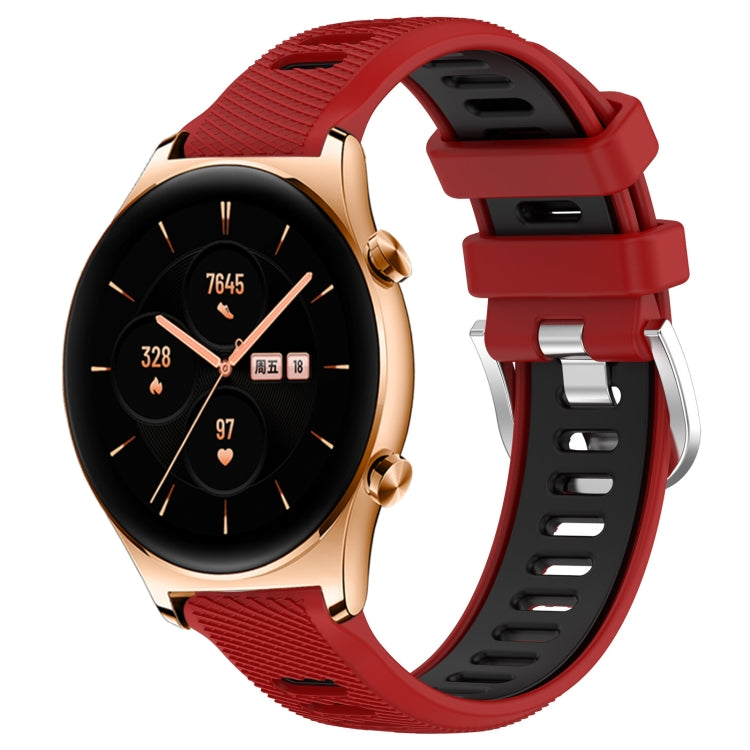For Honor Watch GS 3 22mm Sports Two-Color Steel Buckle Silicone Watch Band(Red+Black) - Smart Wear by PMC TechLife | Online Shopping South Africa | PMC TechLife