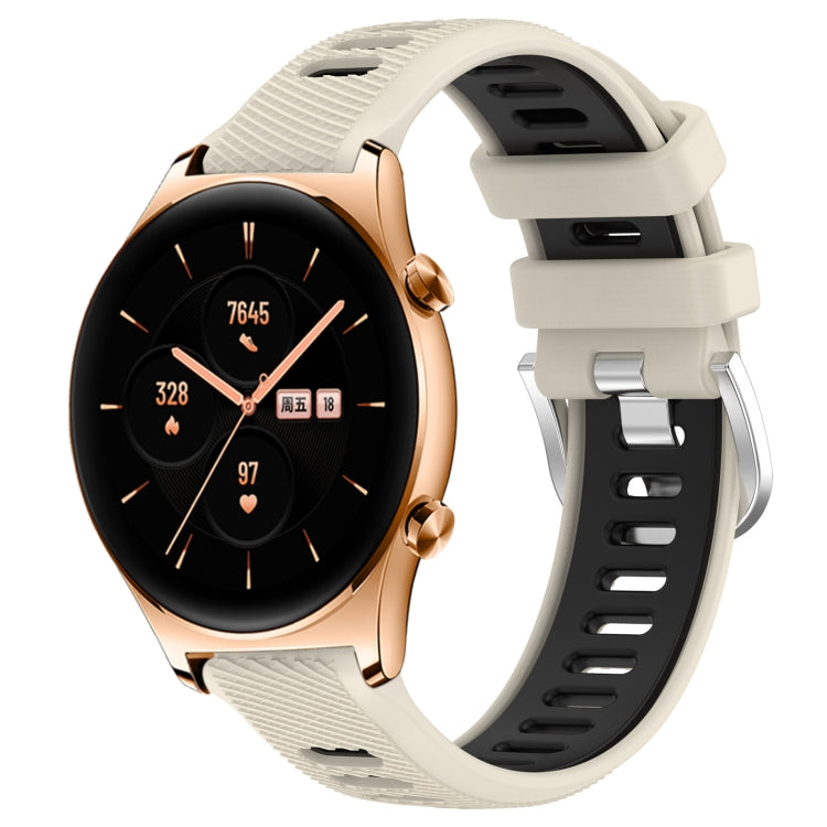 For Honor Watch GS 3 22mm Sports Two-Color Steel Buckle Silicone Watch Band(Starlight+Black) - Smart Wear by PMC TechLife | Online Shopping South Africa | PMC TechLife