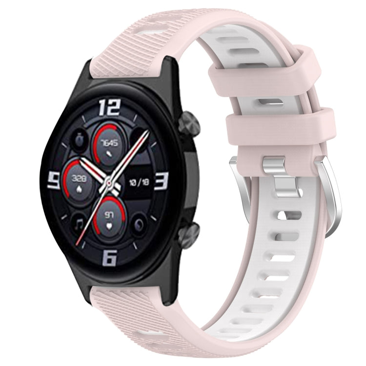 For Honor Watch GS 3i 22mm Sports Two-Color Steel Buckle Silicone Watch Band(Pink+White) - Smart Wear by PMC TechLife | Online Shopping South Africa | PMC TechLife