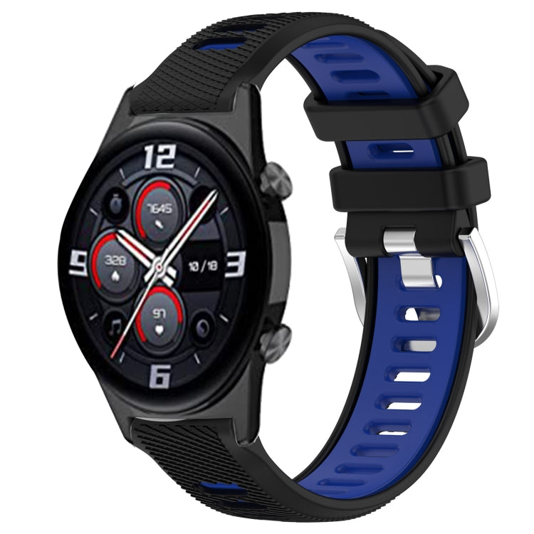 For Honor Watch GS 3i 22mm Sports Two-Color Steel Buckle Silicone Watch Band(Black+Blue) -  by PMC TechLife | Online Shopping South Africa | PMC TechLife